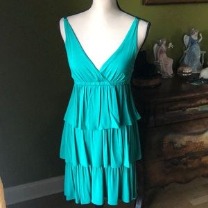 J.CREW GREEN RUFFLE DRESS SZ S